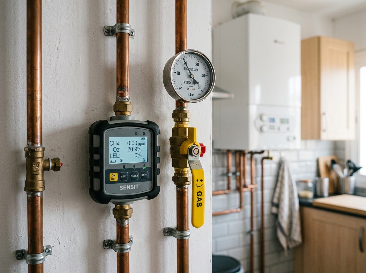 Inspección de instalación de gas en una vivienda